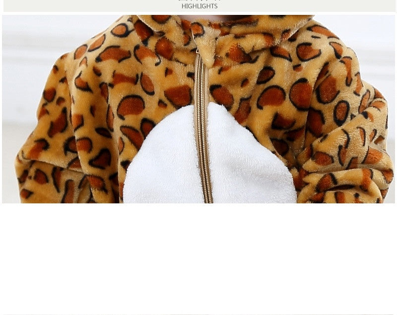 Onesie Kids Animals leopard Children Flannel Pajamas Cartoon Boys Girls Party Cosplay Jumpsuit Sleepwear for 1-24month JY-010