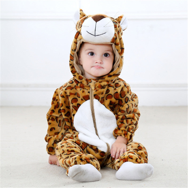 Onesie Kids Animals leopard Children Flannel Pajamas Cartoon Boys Girls Party Cosplay Jumpsuit Sleepwear for 1-24month JY-010