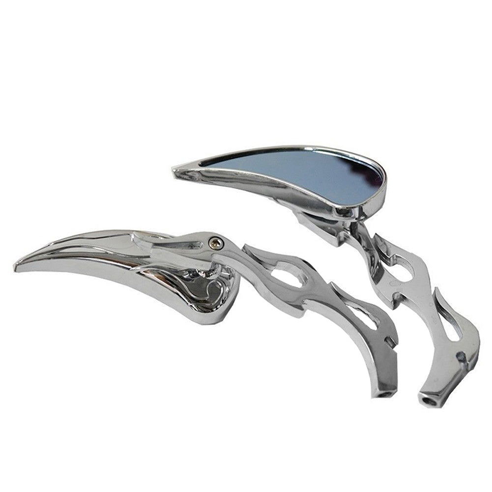 Universal Chrome Moto Cruiser Flame Rearview Side Mirrors Motorcycle Accessory