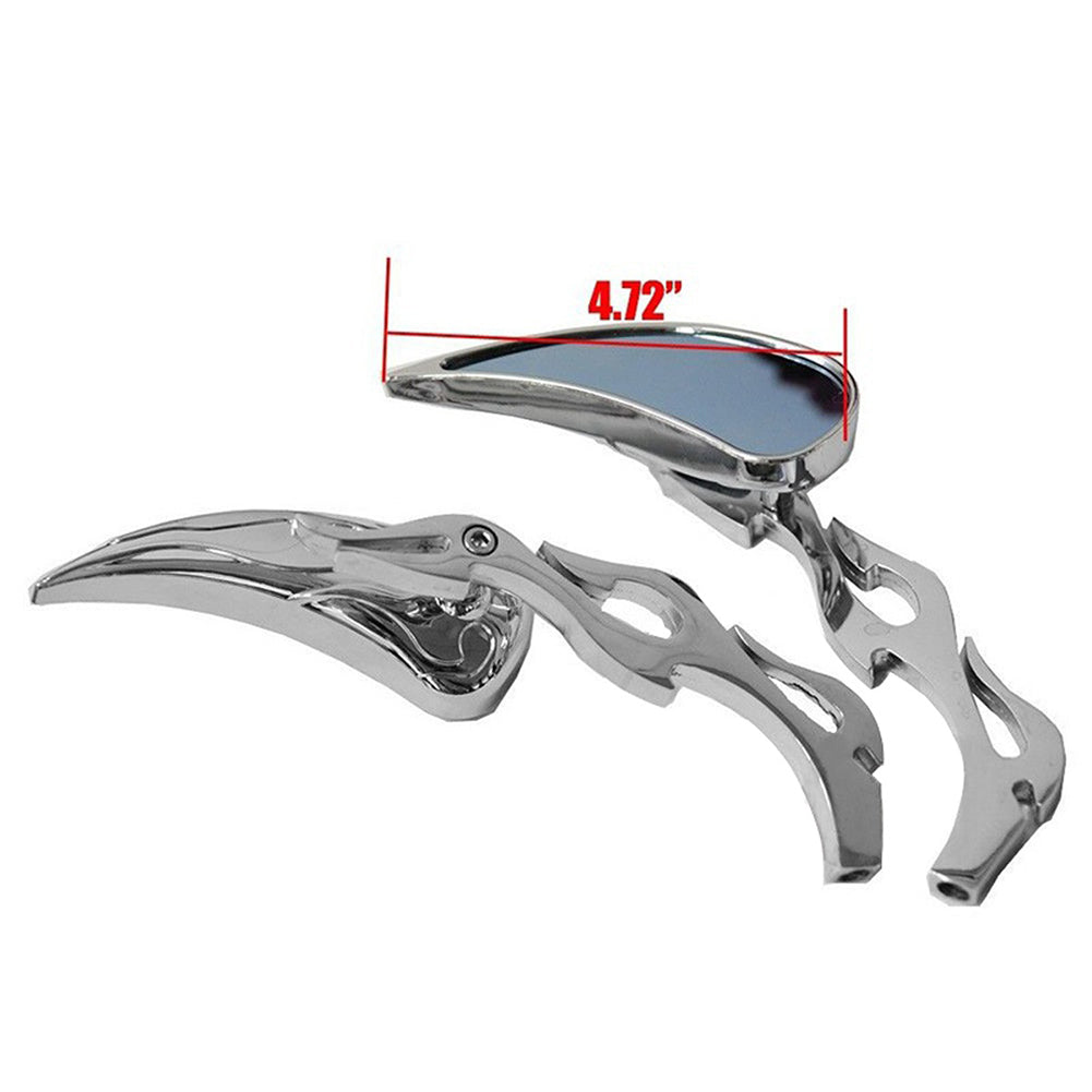 Universal Chrome Moto Cruiser Flame Rearview Side Mirrors Motorcycle Accessory