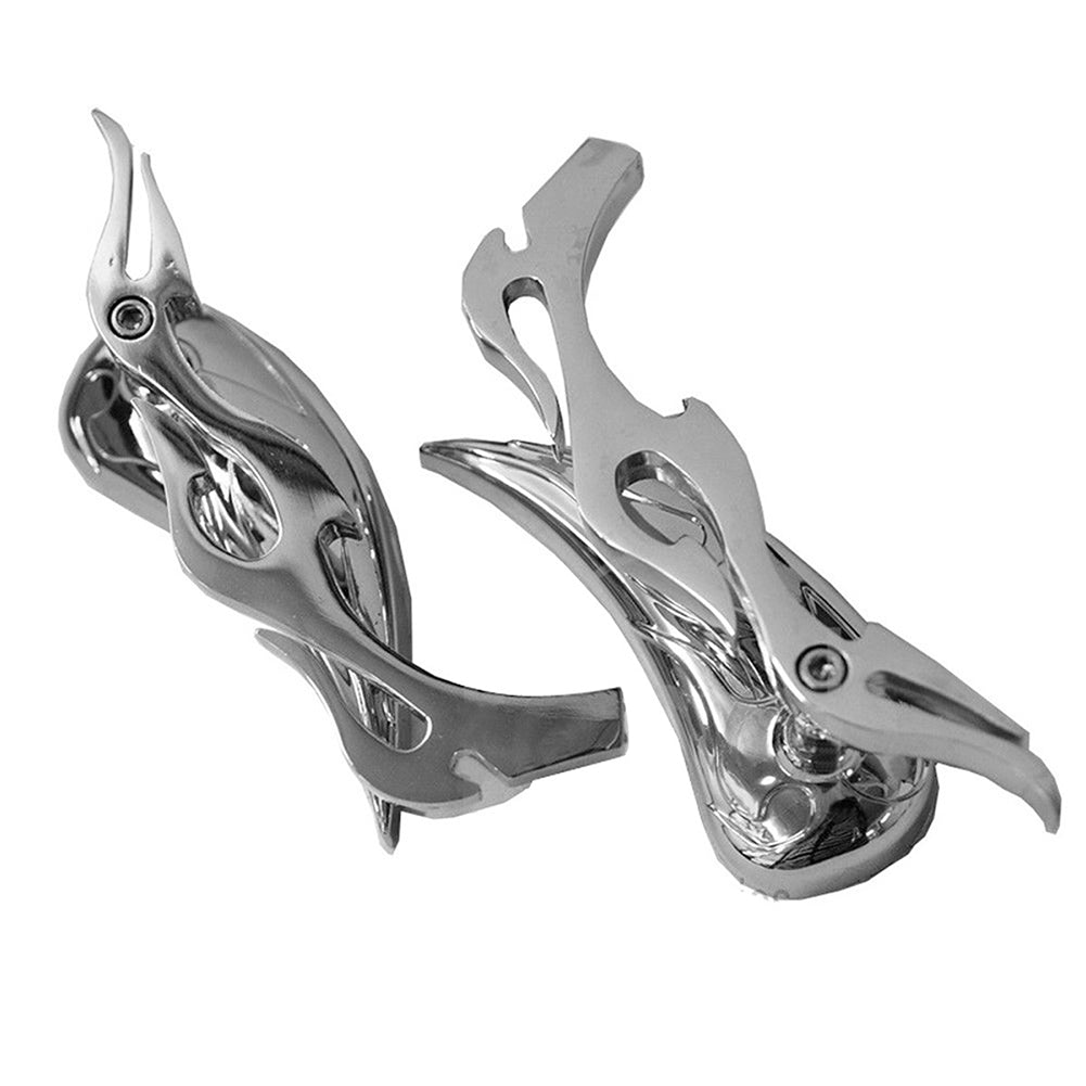 Universal Chrome Moto Cruiser Flame Rearview Side Mirrors Motorcycle Accessory