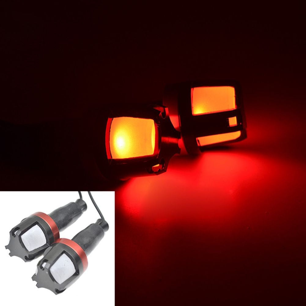 1Pair Motorcycle Handlebar Turn Signal Grip Bar End LED Strobe Side Marker Light