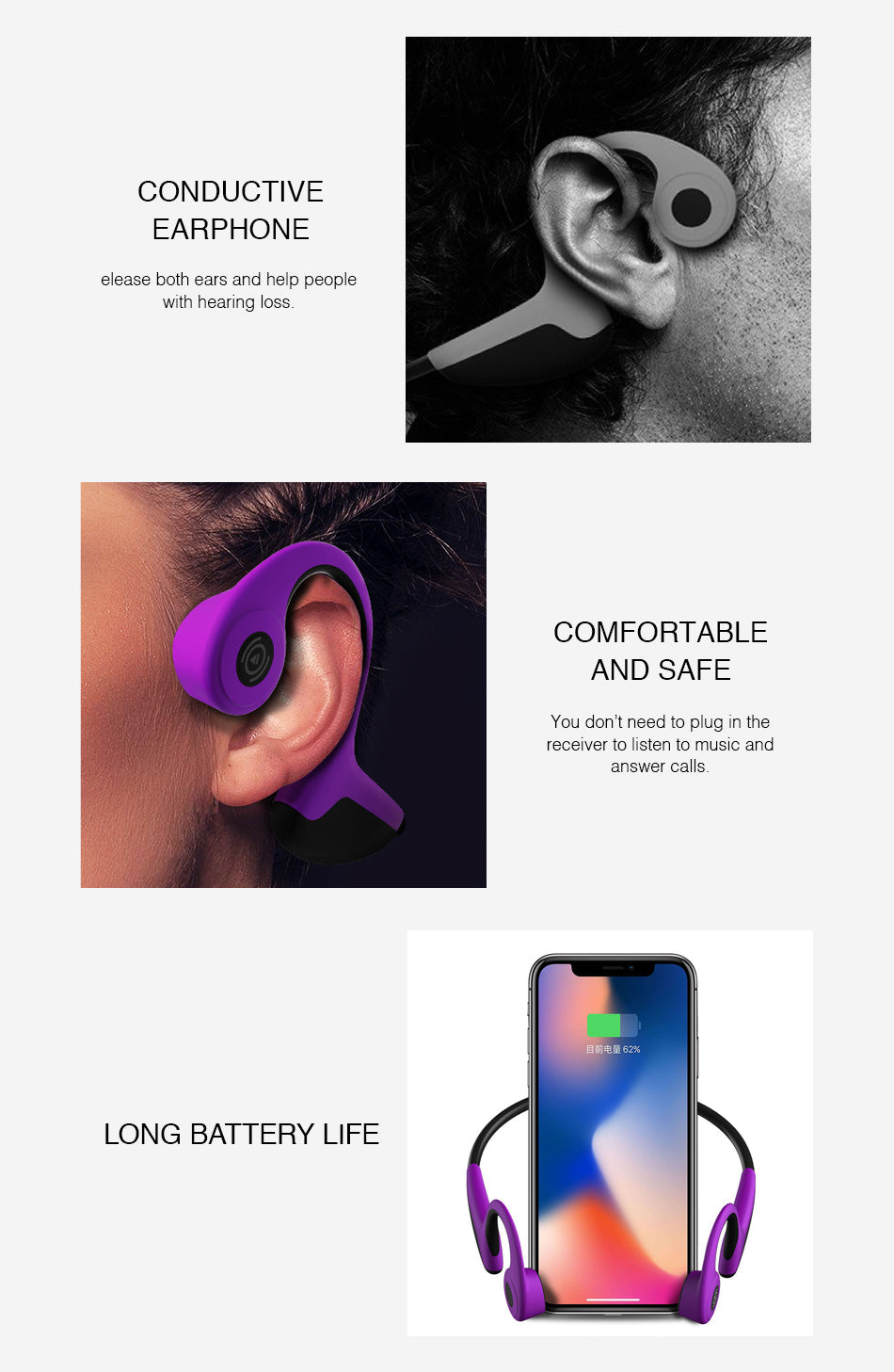 Bluetooth 5.0 S.Wear Z8 Wireless Headphones Bone Conduction Earphone Outdoor Sport Headset with Mic With Box