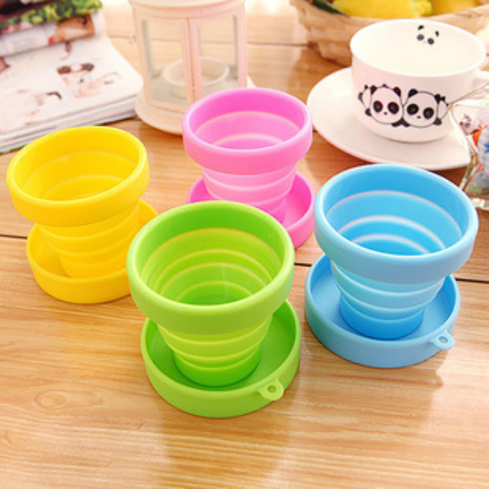 Portable Candy Color Silicone Folding Outdoor Travel Camping Drinking Water Cup