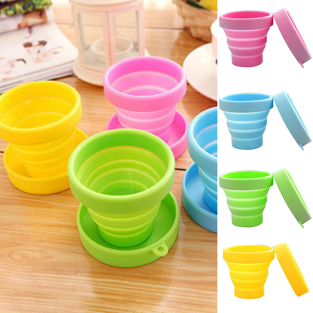 Portable Candy Color Silicone Folding Outdoor Travel Camping Drinking Water Cup