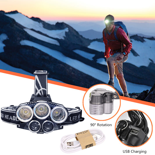 Portable Super Bright 5X XM-L T6 LED Headlamp Flashlight Head Light Torch Lamp