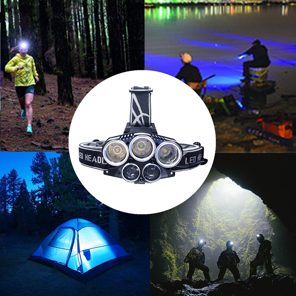 Portable Super Bright 5X XM-L T6 LED Headlamp Flashlight Head Light Torch Lamp
