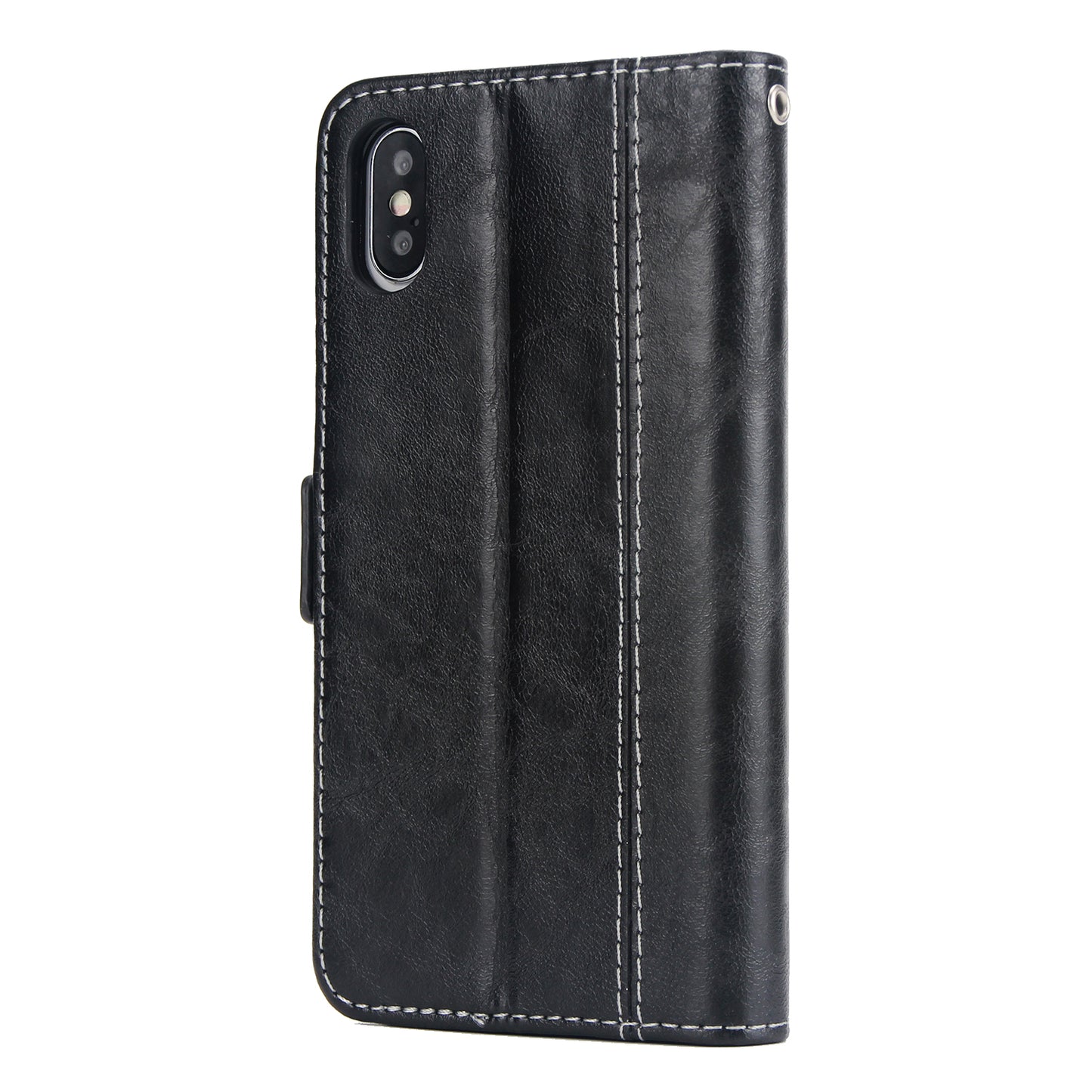 Retro Grain Contrast Color Stitching Mobile Phone Protection Leather Case Flip Cover Protective Shell for iPhone X iphone xs