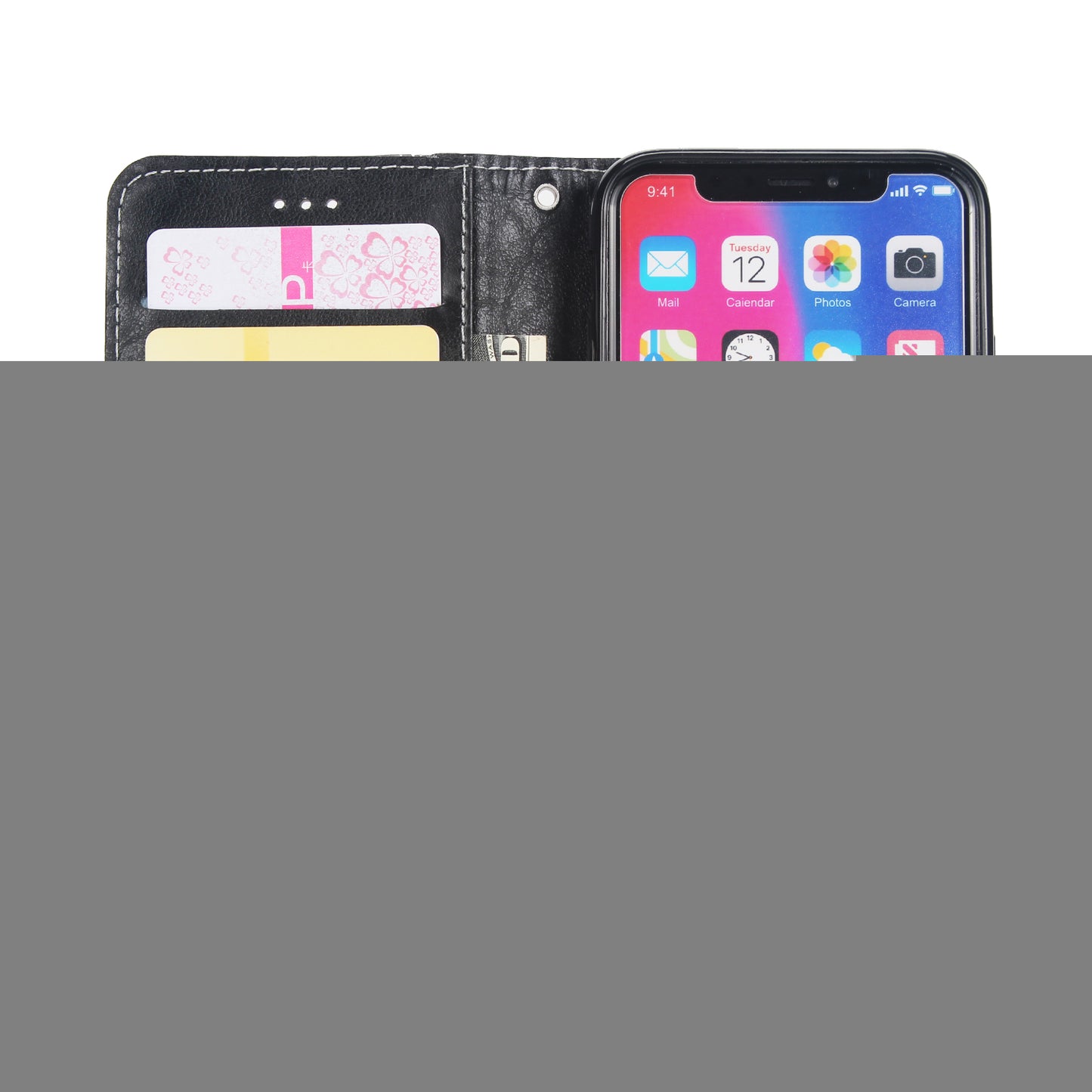 Retro Grain Contrast Color Stitching Mobile Phone Protection Leather Case Flip Cover Protective Shell for iPhone X iphone xs