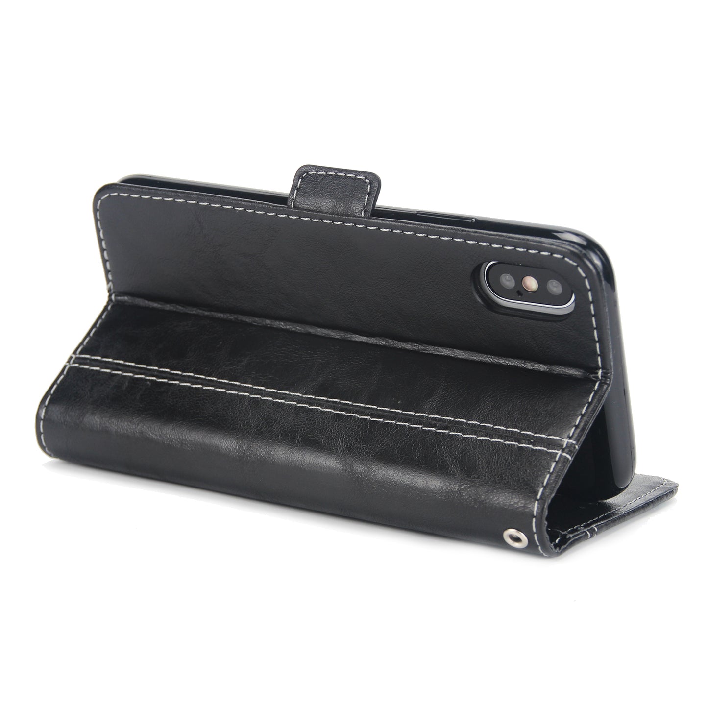 Retro Grain Contrast Color Stitching Mobile Phone Protection Leather Case Flip Cover Protective Shell for iPhone X iphone xs