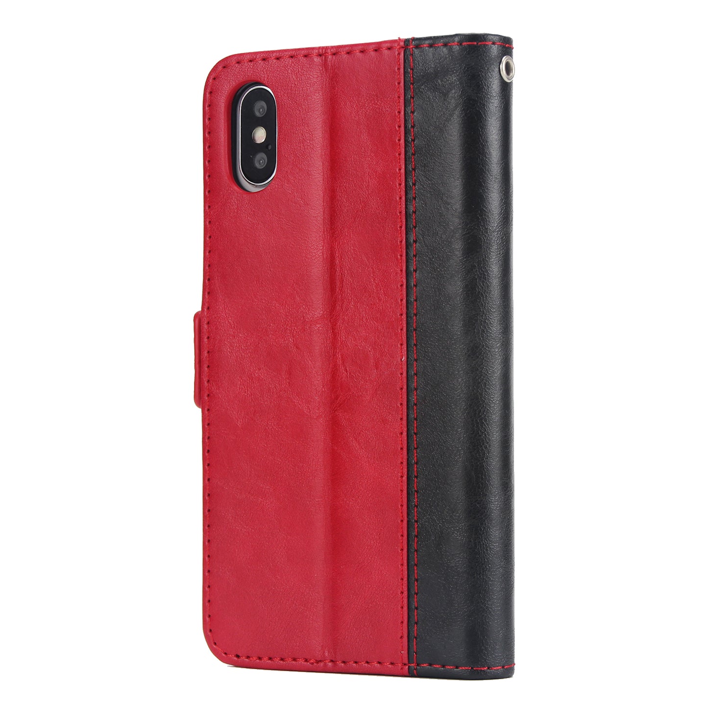 Retro Grain Contrast Color Stitching Mobile Phone Protection Leather Case Flip Cover Protective Shell for iPhone X iphone xs