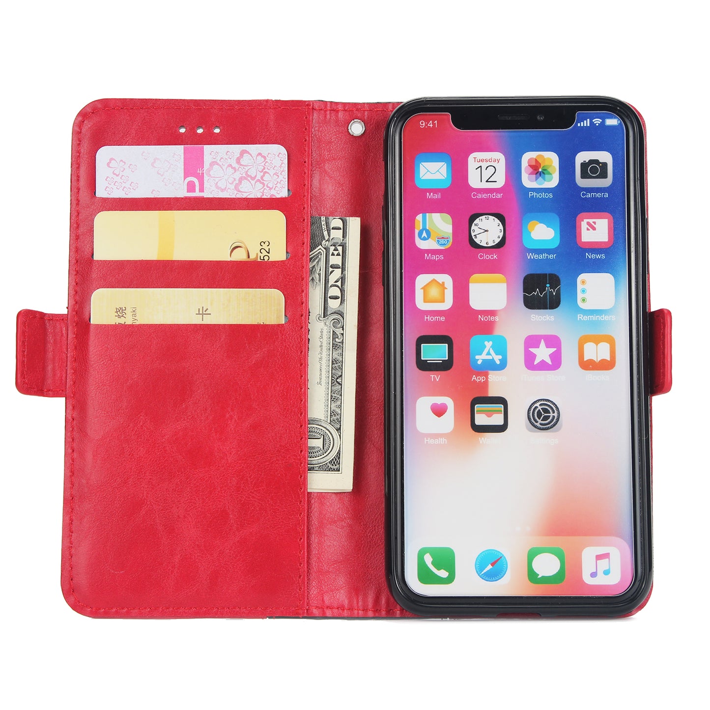 Retro Grain Contrast Color Stitching Mobile Phone Protection Leather Case Flip Cover Protective Shell for iPhone X iphone xs