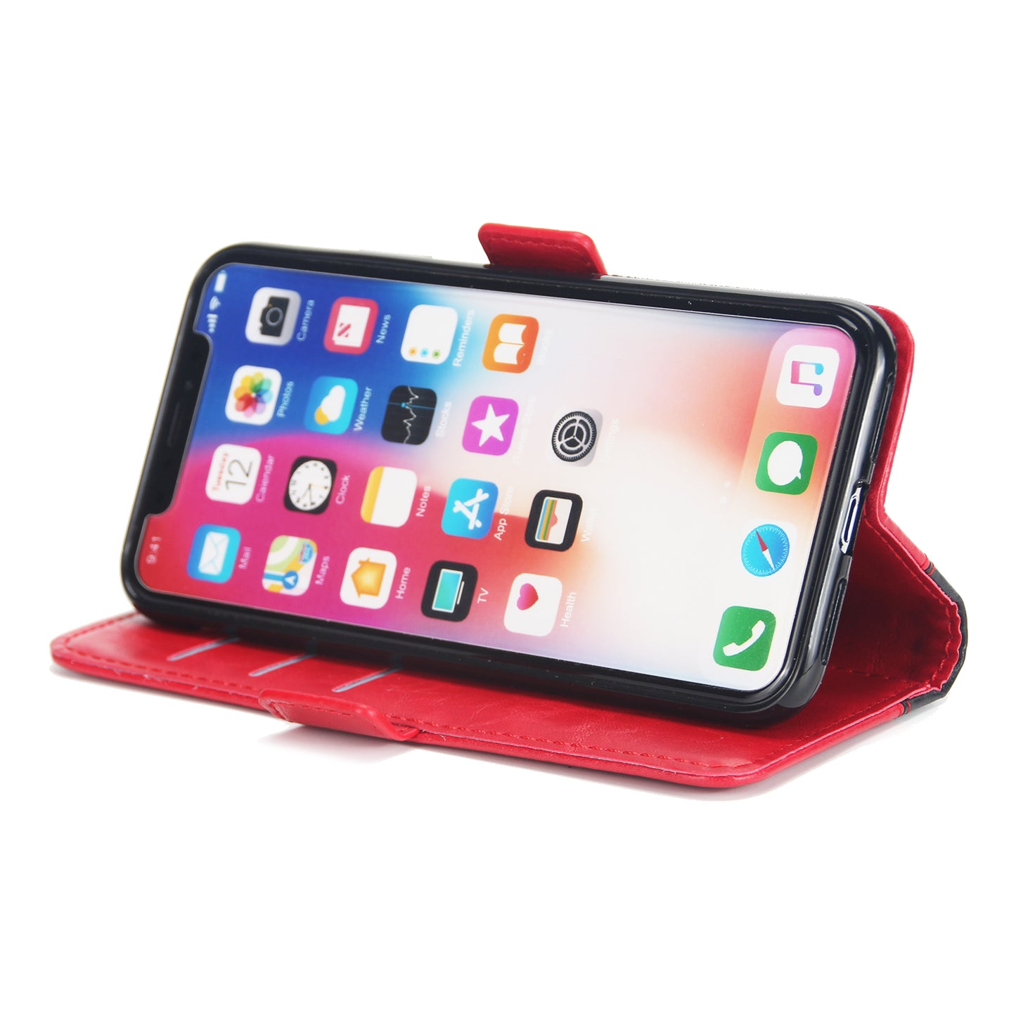 Retro Grain Contrast Color Stitching Mobile Phone Protection Leather Case Flip Cover Protective Shell for iPhone X iphone xs