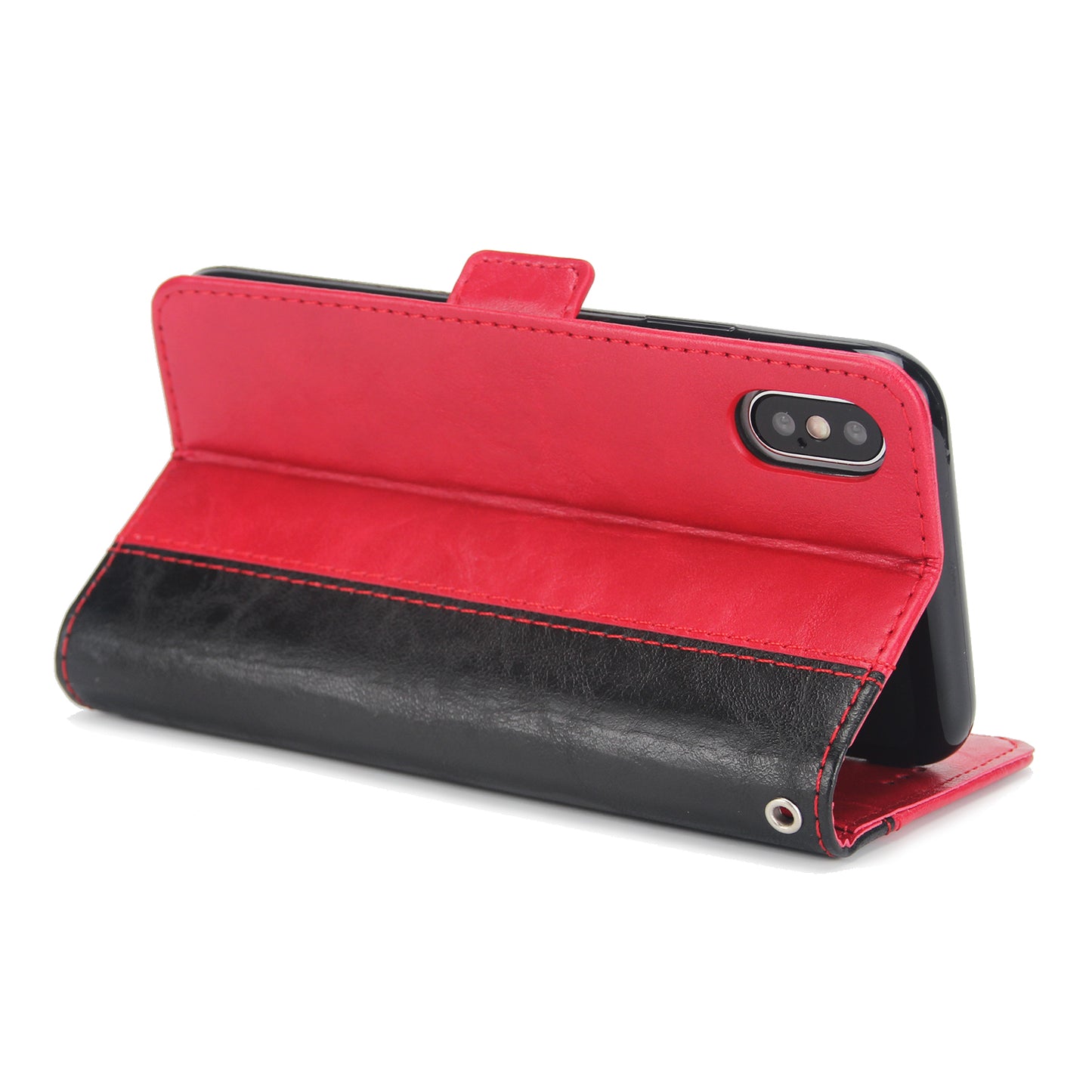 Retro Grain Contrast Color Stitching Mobile Phone Protection Leather Case Flip Cover Protective Shell for iPhone X iphone xs