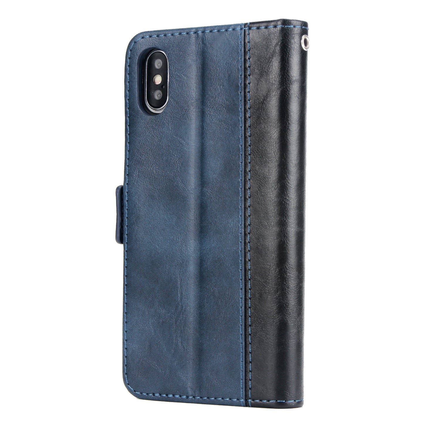 Retro Grain Contrast Color Stitching Mobile Phone Protection Leather Case Flip Cover Protective Shell for iPhone X iphone xs
