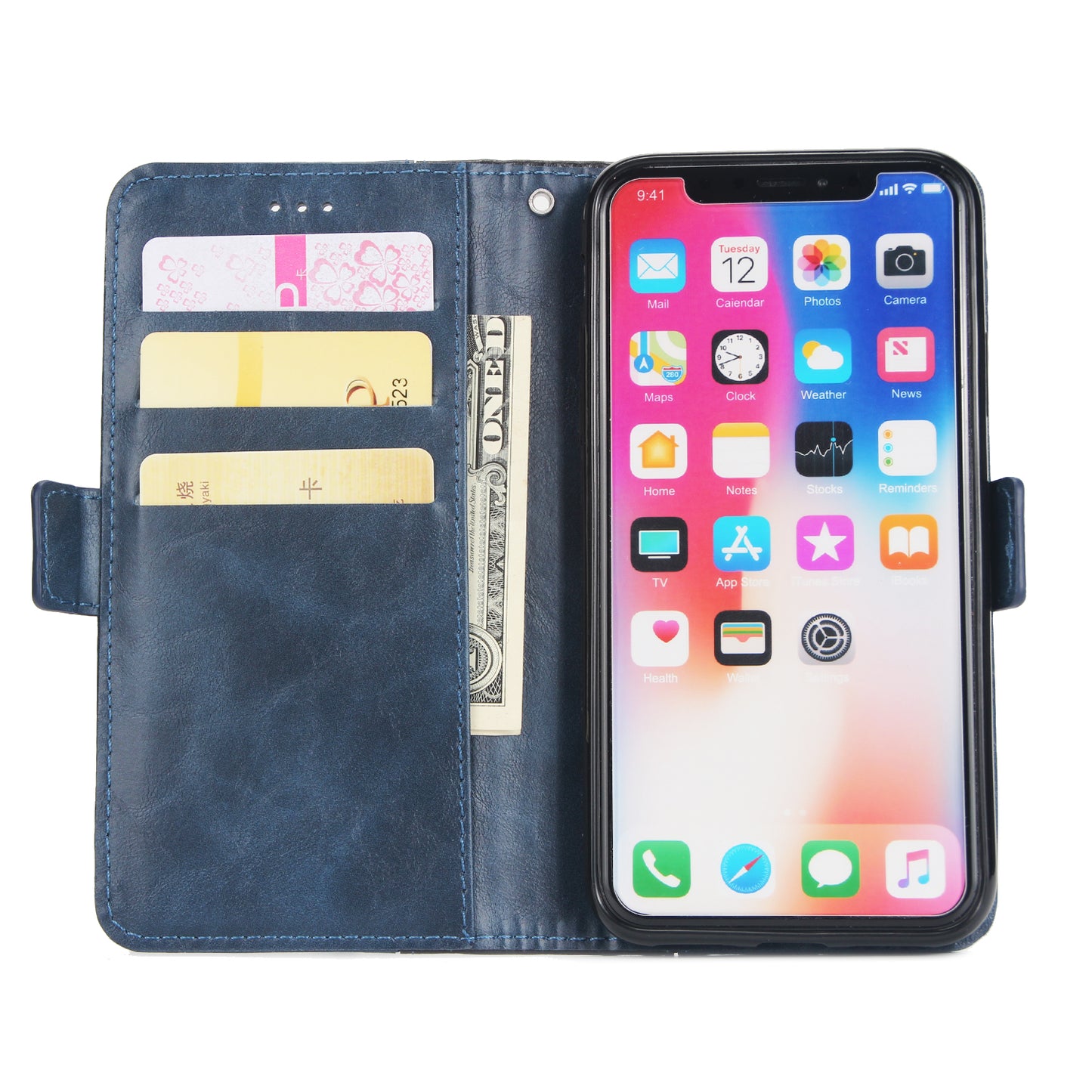 Retro Grain Contrast Color Stitching Mobile Phone Protection Leather Case Flip Cover Protective Shell for iPhone X iphone xs