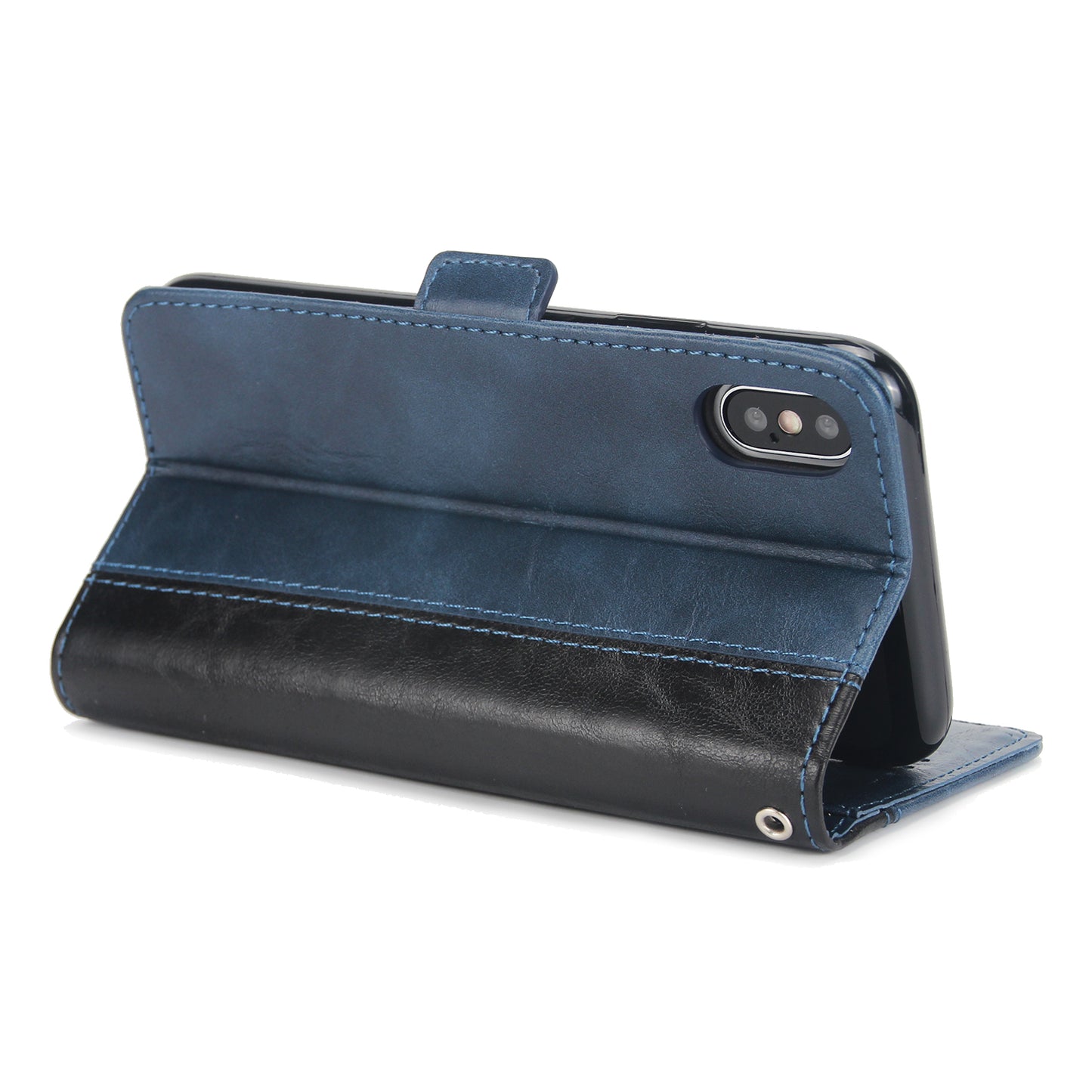 Retro Grain Contrast Color Stitching Mobile Phone Protection Leather Case Flip Cover Protective Shell for iPhone X iphone xs