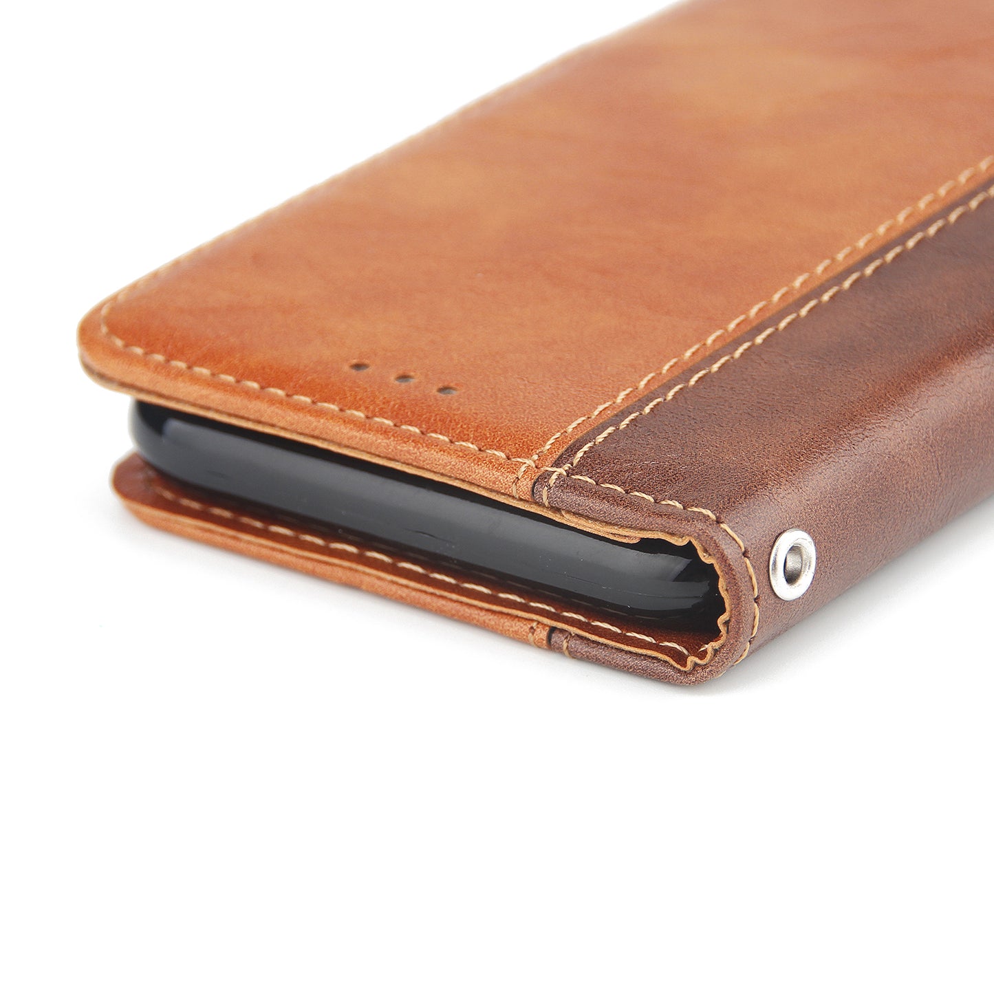 Retro Grain Contrast Color Stitching Mobile Phone Protection Leather Case Flip Cover Protective Shell for iPhone X iphone xs