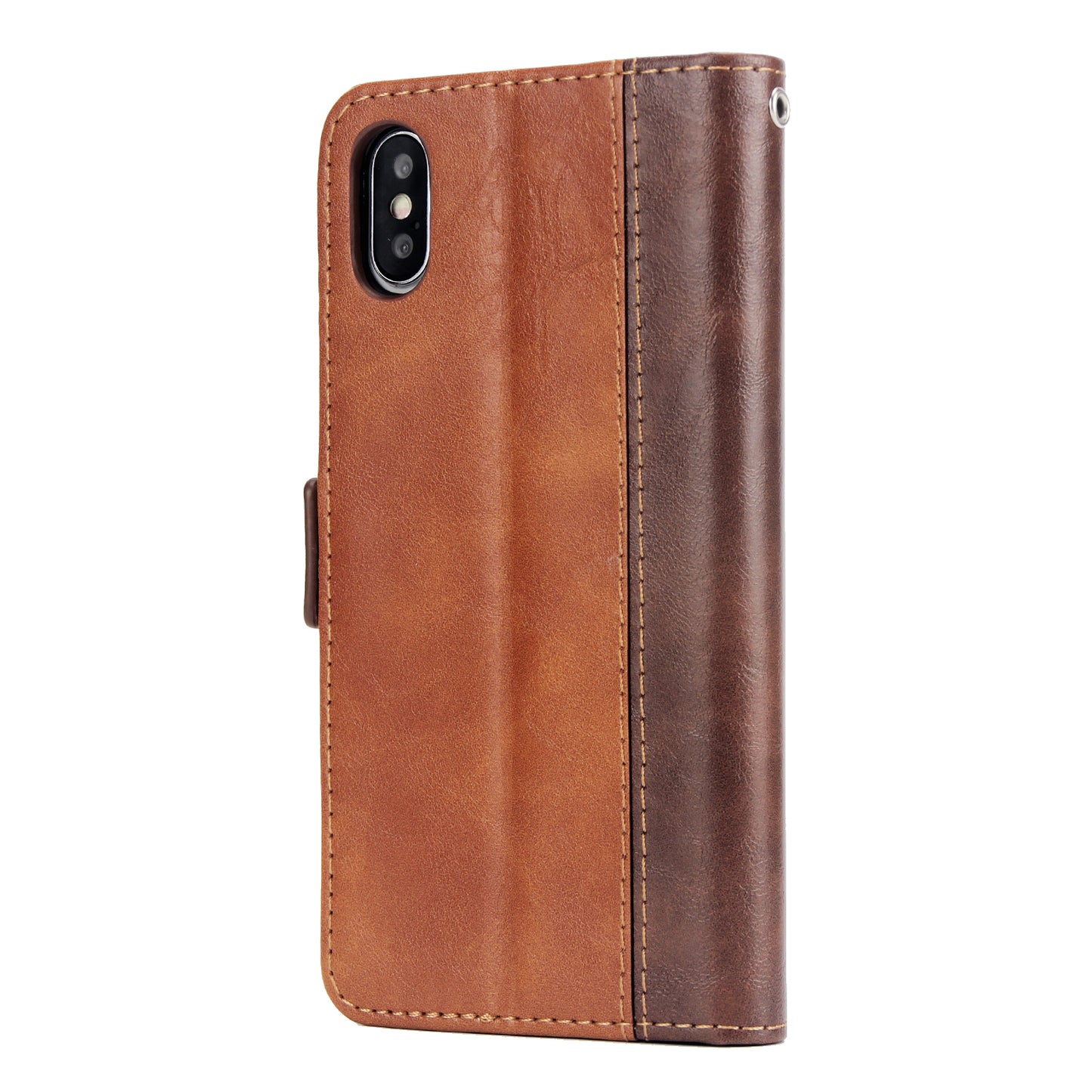 Retro Grain Contrast Color Stitching Mobile Phone Protection Leather Case Flip Cover Protective Shell for iPhone X iphone xs