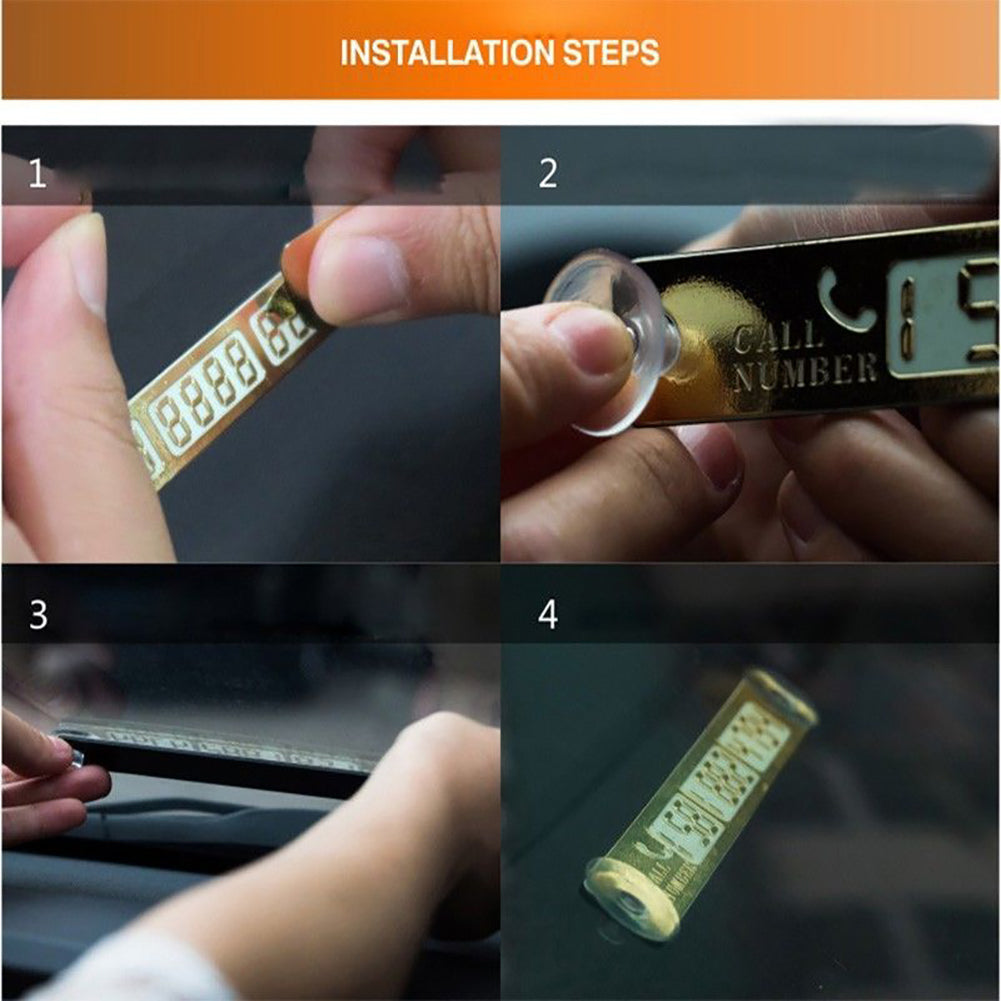 Car Auto Temporary Parking Plate Luminous Sucker Phone Number Card Notification