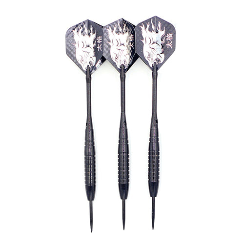 6 Pcs Torpedo Shape Steel Black Tip Darts with Shafts Flights 22g Sporting Goods