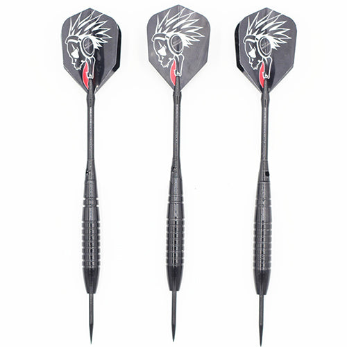 6 Pcs Torpedo Shape Steel Black Tip Darts with Shafts Flights 22g Sporting Goods
