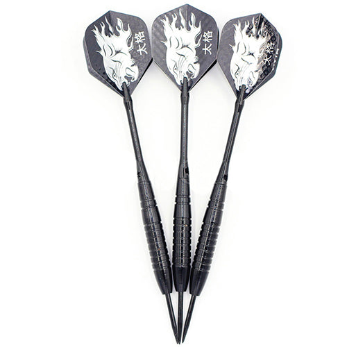 6 Pcs Torpedo Shape Steel Black Tip Darts with Shafts Flights 22g Sporting Goods