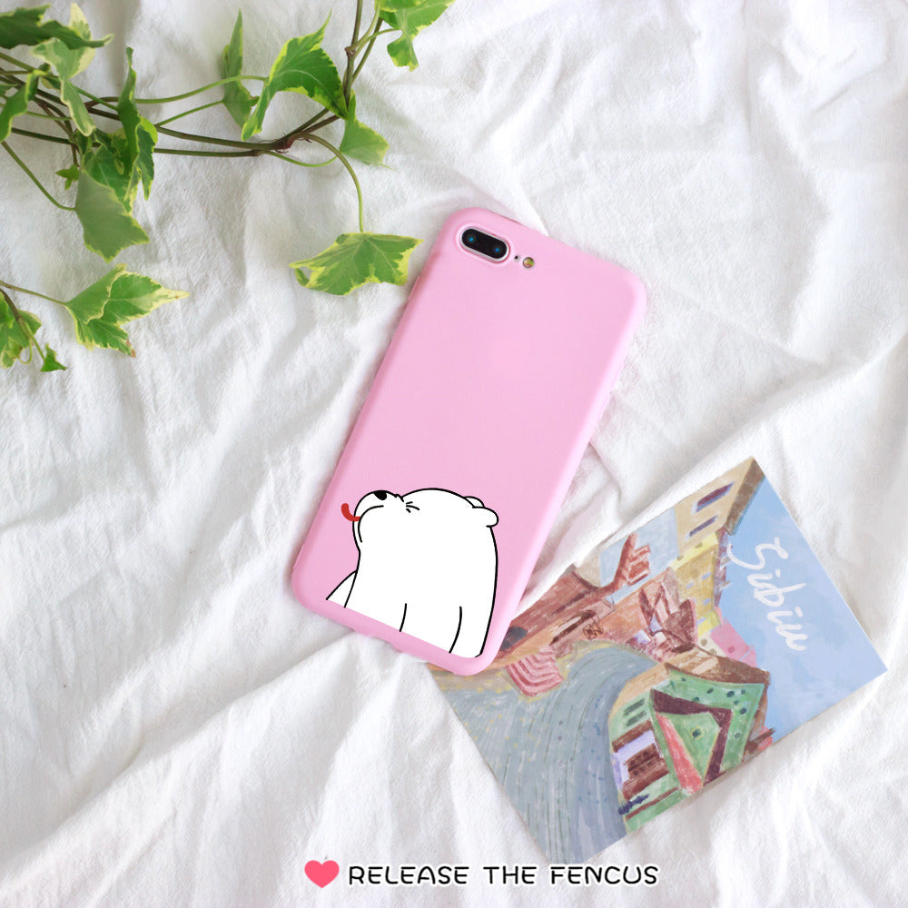 iPhone 5 5s SE 6 6s 7 8 Plus X Cover Funny Cartoon Bear Soft Phone cases