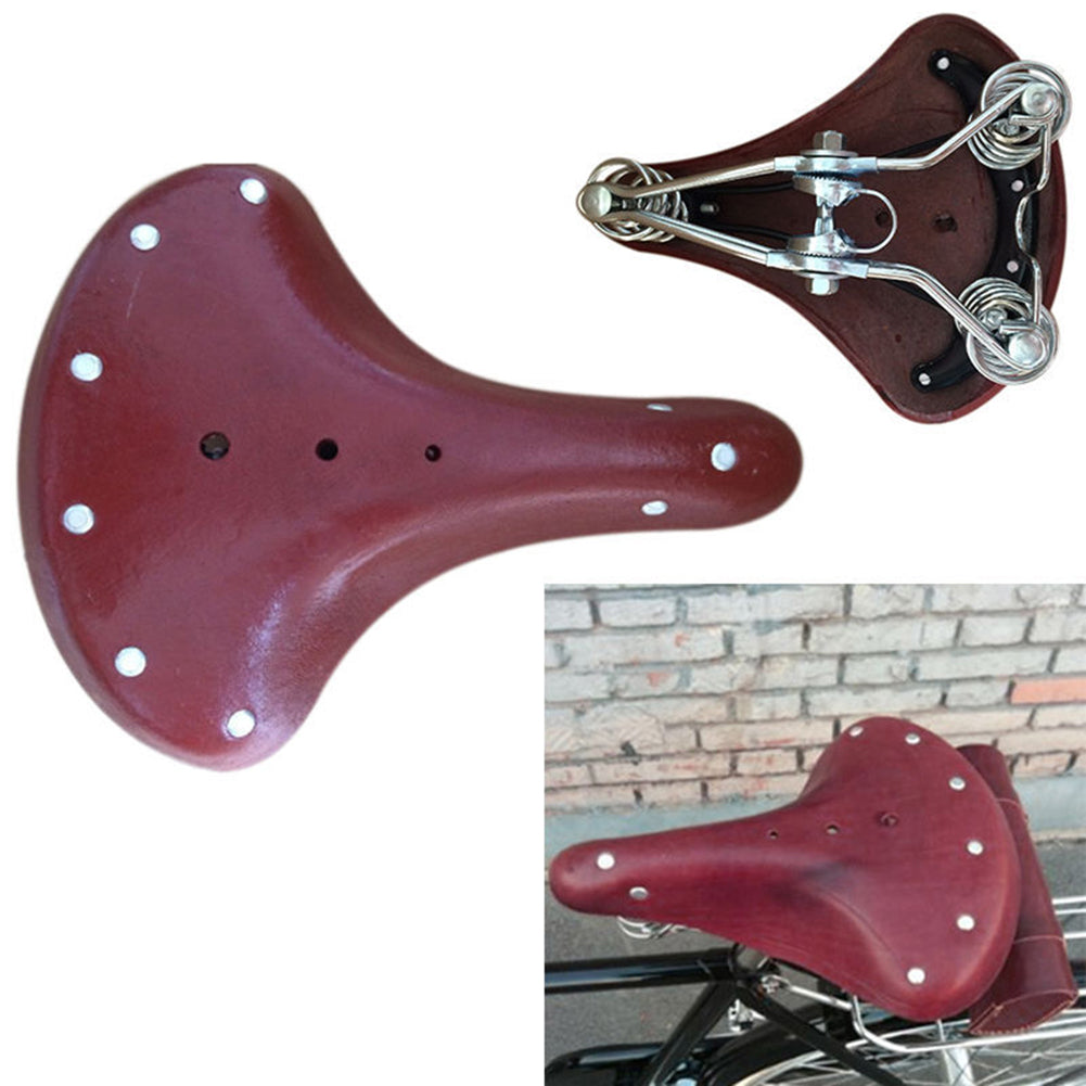 Vintage Faux Leather MTB Road Bike Bicycle Cycling Spring Saddle Seat Cushion