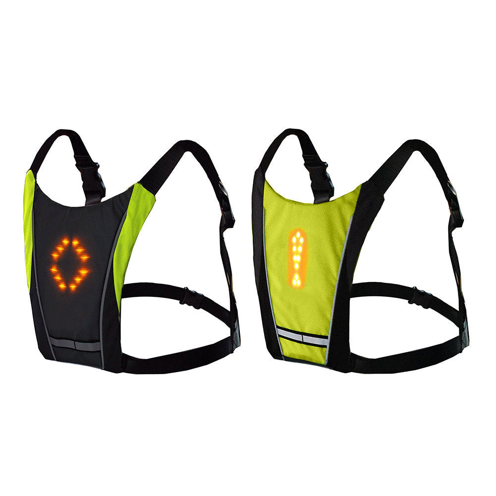 Remote Control Reflective Strip LED Turn Signal Light Safety Bicycle Backpack