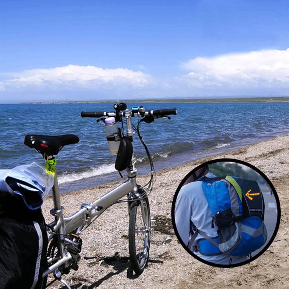 Remote Control Reflective Strip LED Turn Signal Light Safety Bicycle Backpack