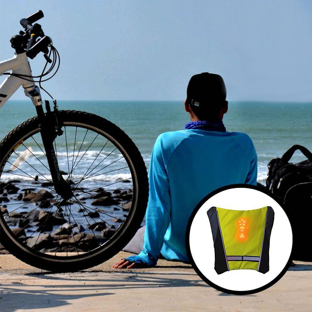 Remote Control Reflective Strip LED Turn Signal Light Safety Bicycle Backpack