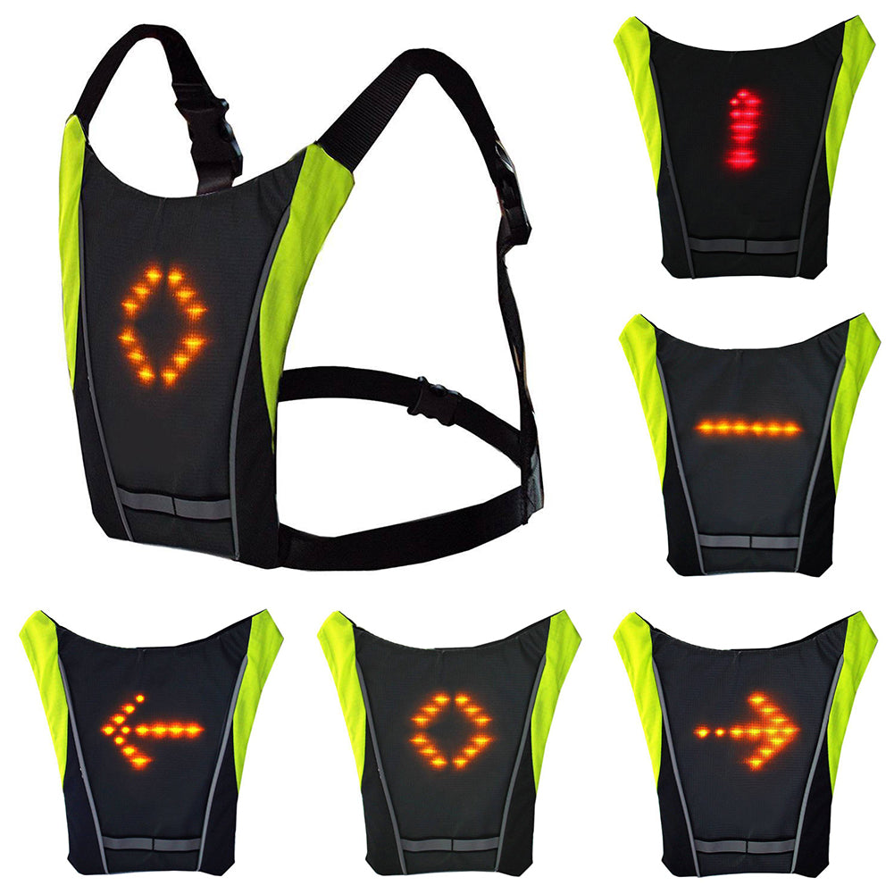 Remote Control Reflective Strip LED Turn Signal Light Safety Bicycle Backpack