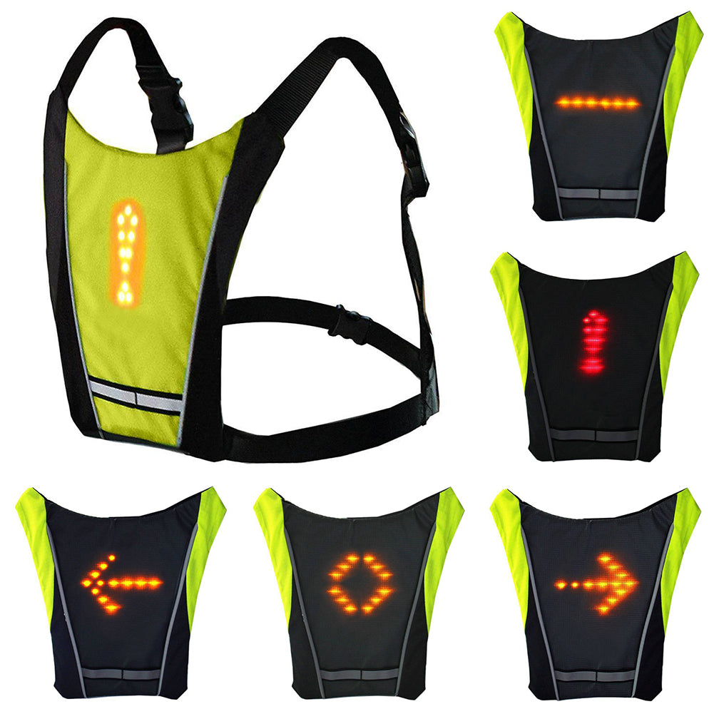 Remote Control Reflective Strip LED Turn Signal Light Safety Bicycle Backpack