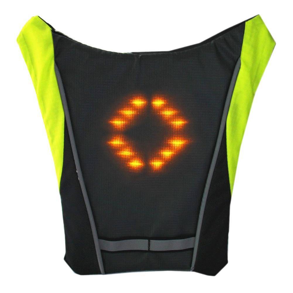 Remote Control Reflective Strip LED Turn Signal Light Safety Bicycle Backpack