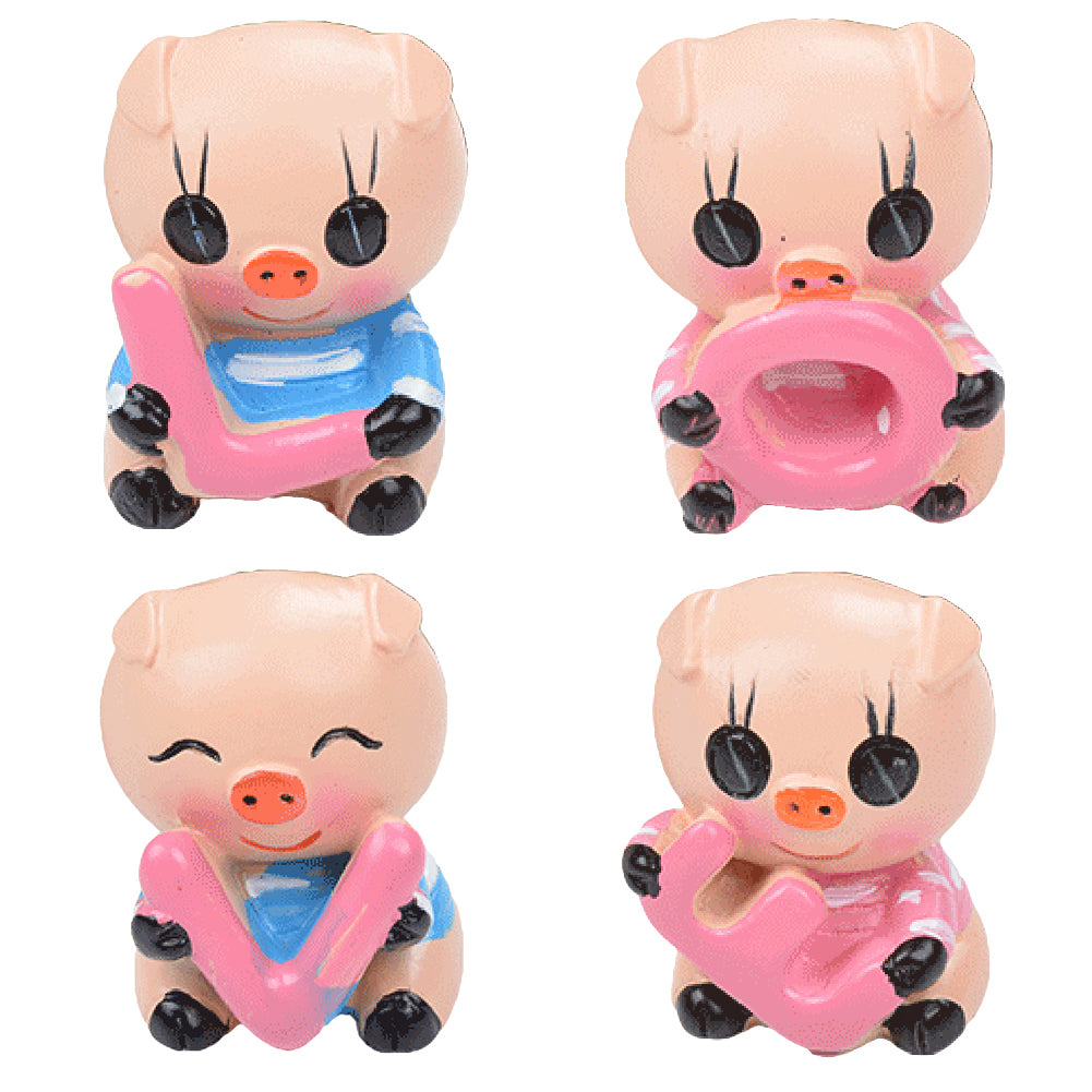 4Pcs/Set Cute Cartoon LOVE Pig Resin Car Dashboard Doll Ornaments Accessories
