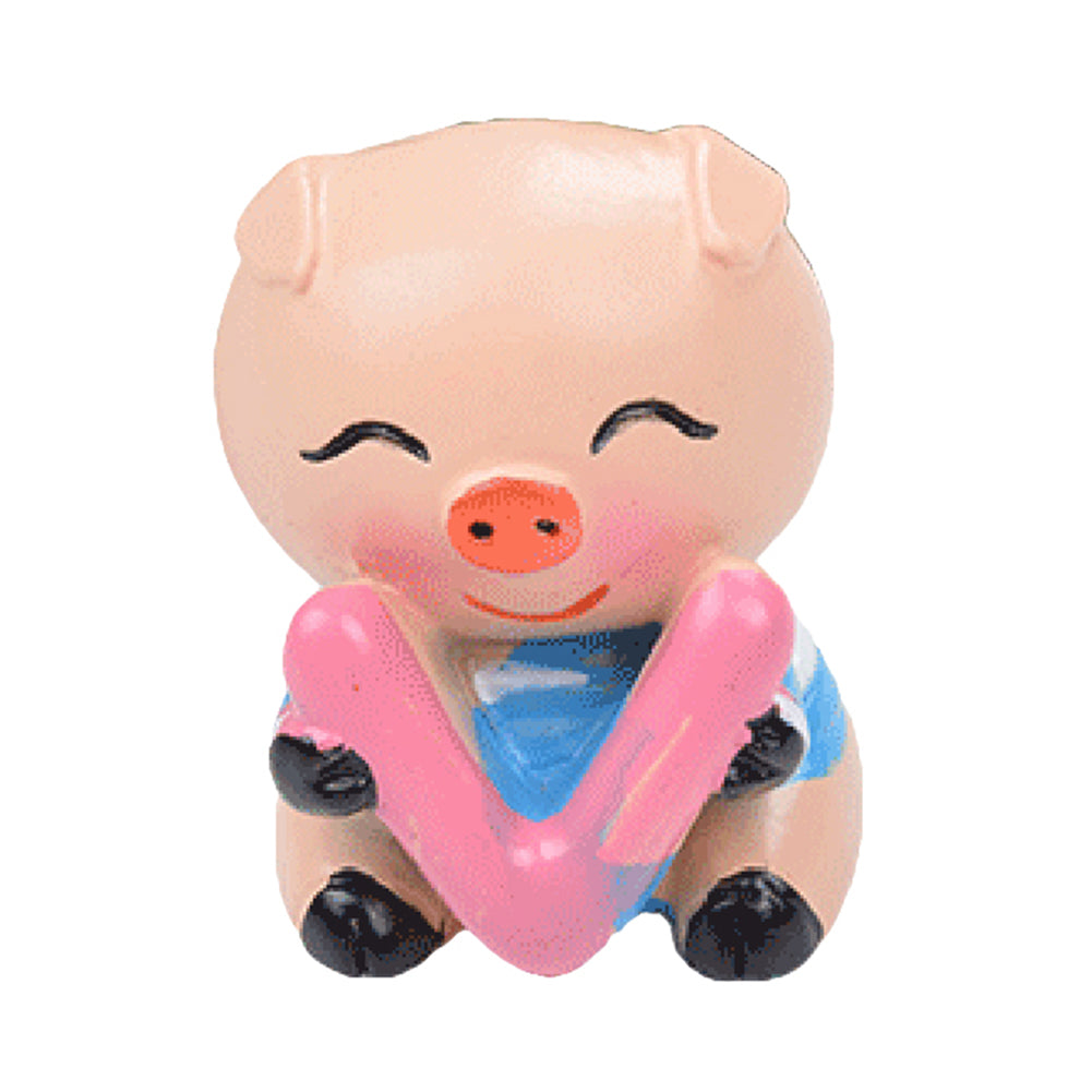 4Pcs/Set Cute Cartoon LOVE Pig Resin Car Dashboard Doll Ornaments Accessories