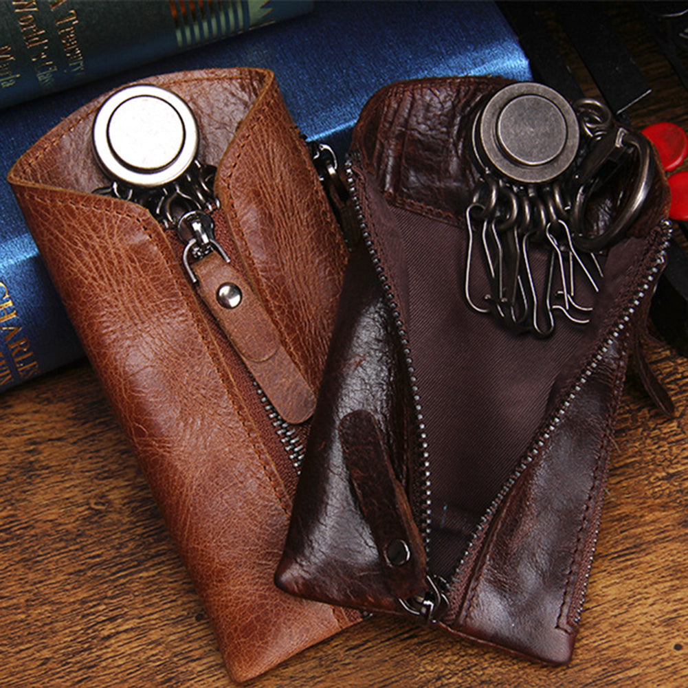Vintage Key Wallet Keychain Covers Zipper Case Bag Holder Housekeeper Organizer