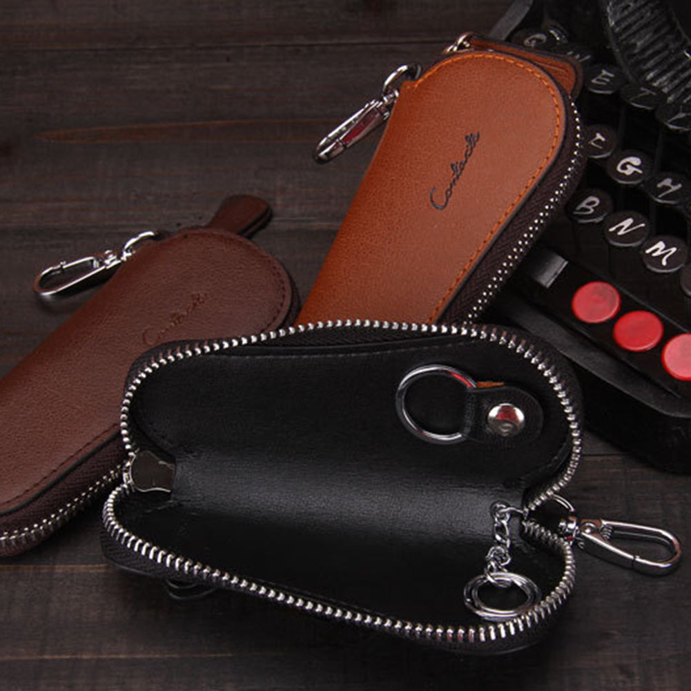 Vintage Key Wallet Keychain Covers Zipper Case Bag Holder Housekeeper Organizer