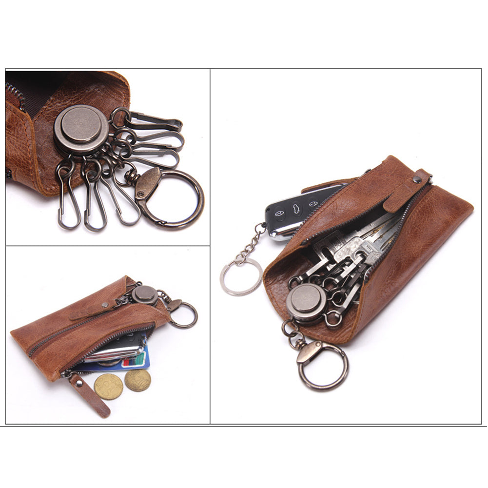 Vintage Key Wallet Keychain Covers Zipper Case Bag Holder Housekeeper Organizer
