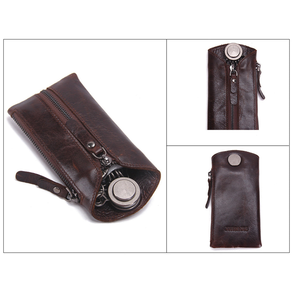 Vintage Key Wallet Keychain Covers Zipper Case Bag Holder Housekeeper Organizer