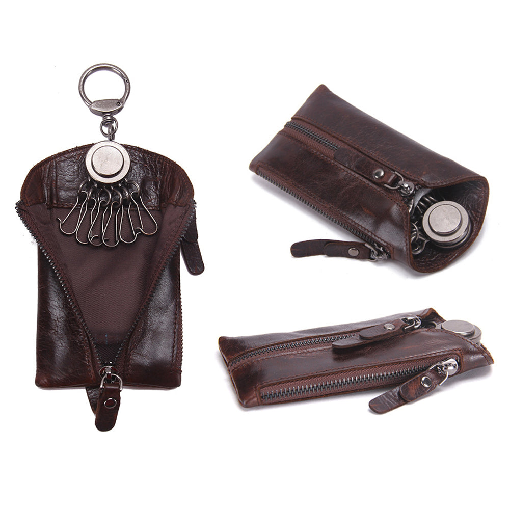Vintage Key Wallet Keychain Covers Zipper Case Bag Holder Housekeeper Organizer