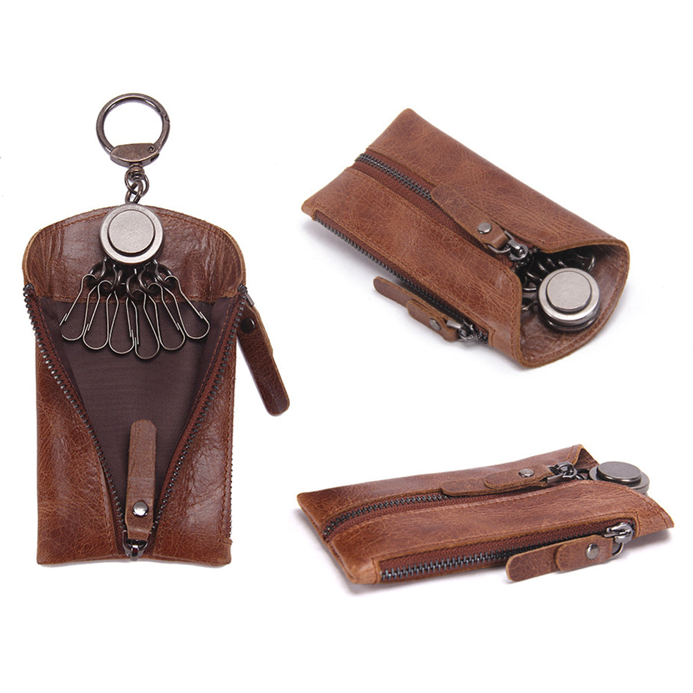 Vintage Key Wallet Keychain Covers Zipper Case Bag Holder Housekeeper Organizer