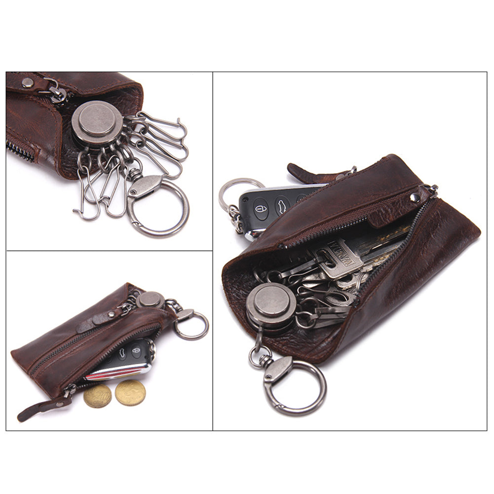 Vintage Key Wallet Keychain Covers Zipper Case Bag Holder Housekeeper Organizer