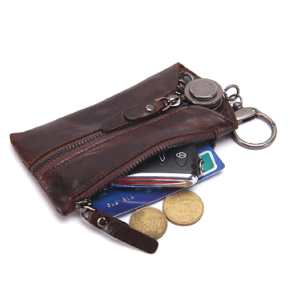 Vintage Key Wallet Keychain Covers Zipper Case Bag Holder Housekeeper Organizer