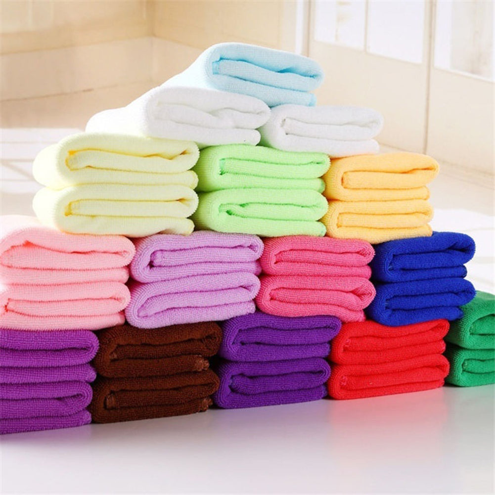 Water Absorbent Microfiber Towel Car Washing Solid Color Fast Drying Hand Towel