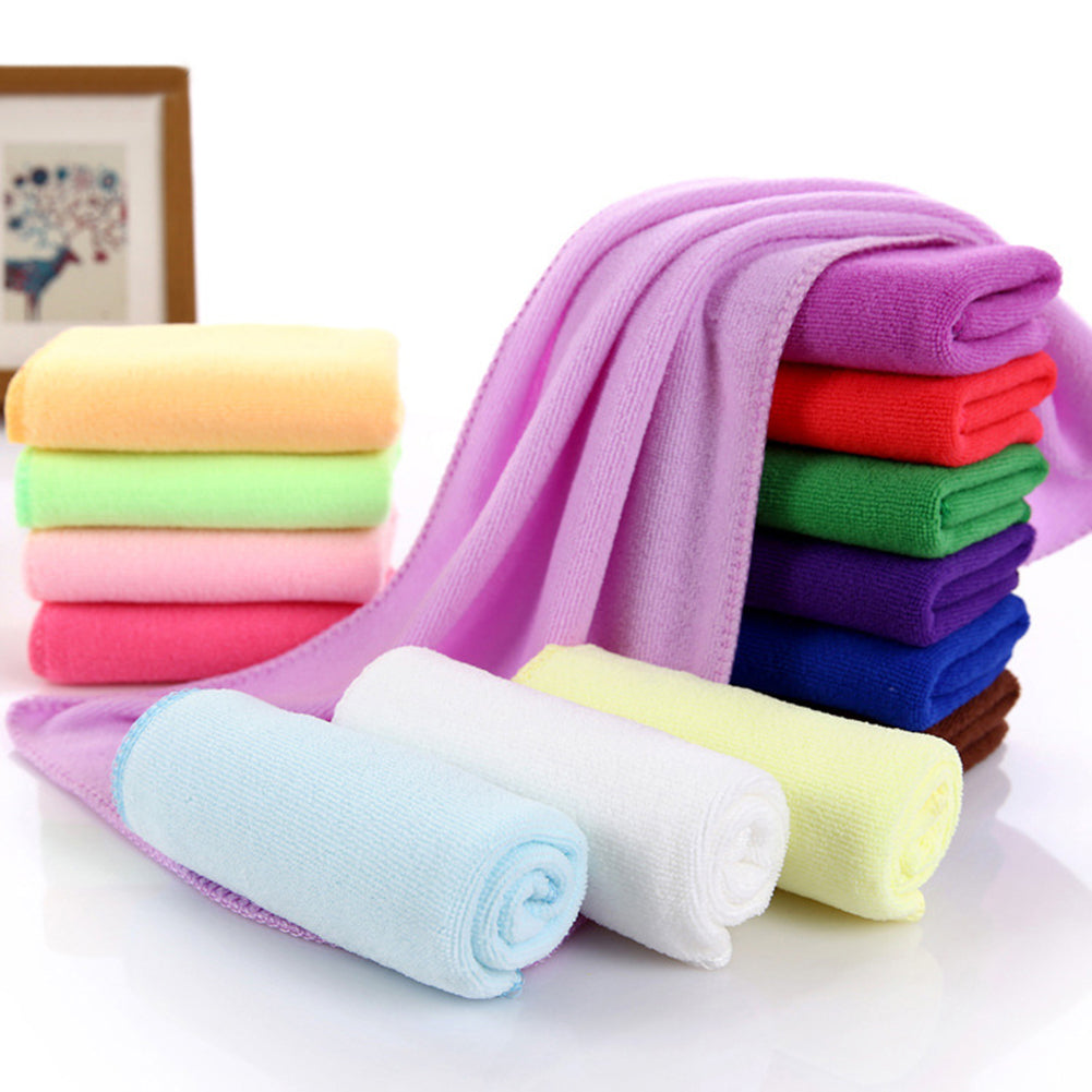 Water Absorbent Microfiber Towel Car Washing Solid Color Fast Drying Hand Towel