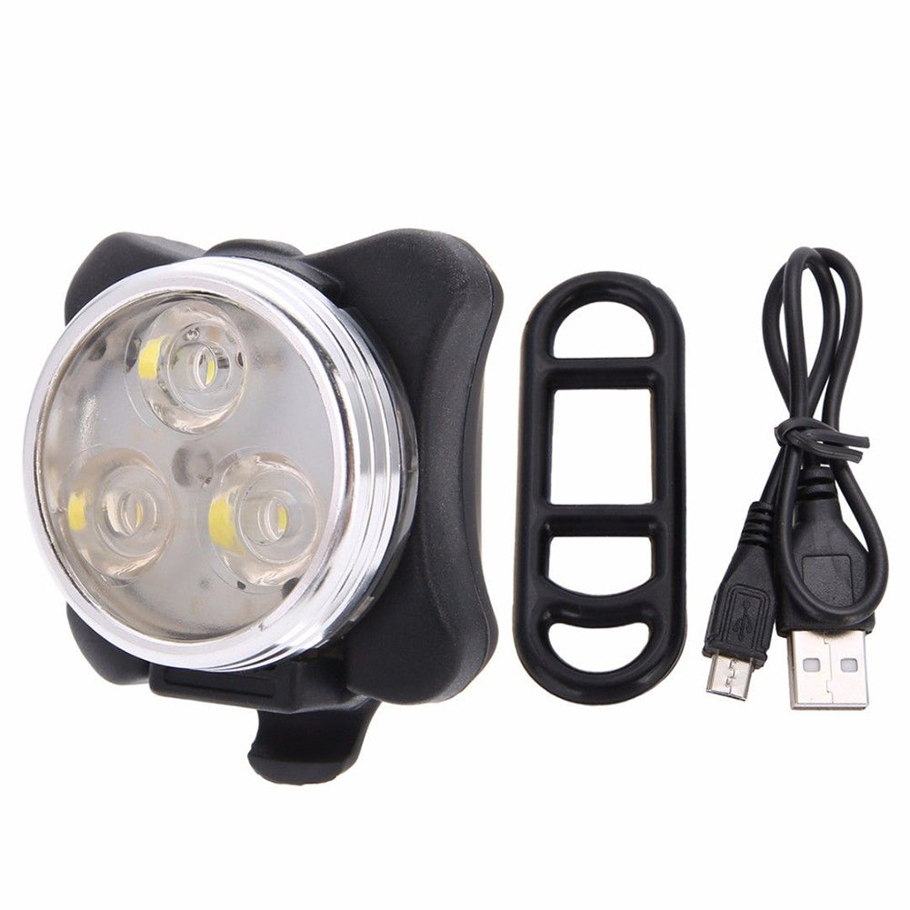 Practical USB Charging Bicycle 3 LED Head Front Light Bike Safety Sign Lamp