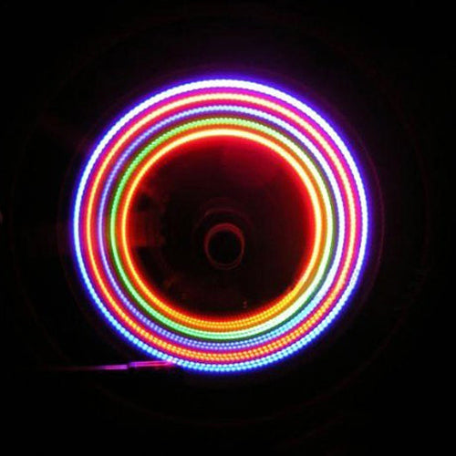 2 Pcs Bike Cycling Bicycle Wheel Tire Valve Cap Spoke Neon 5 LED Lights Lamp