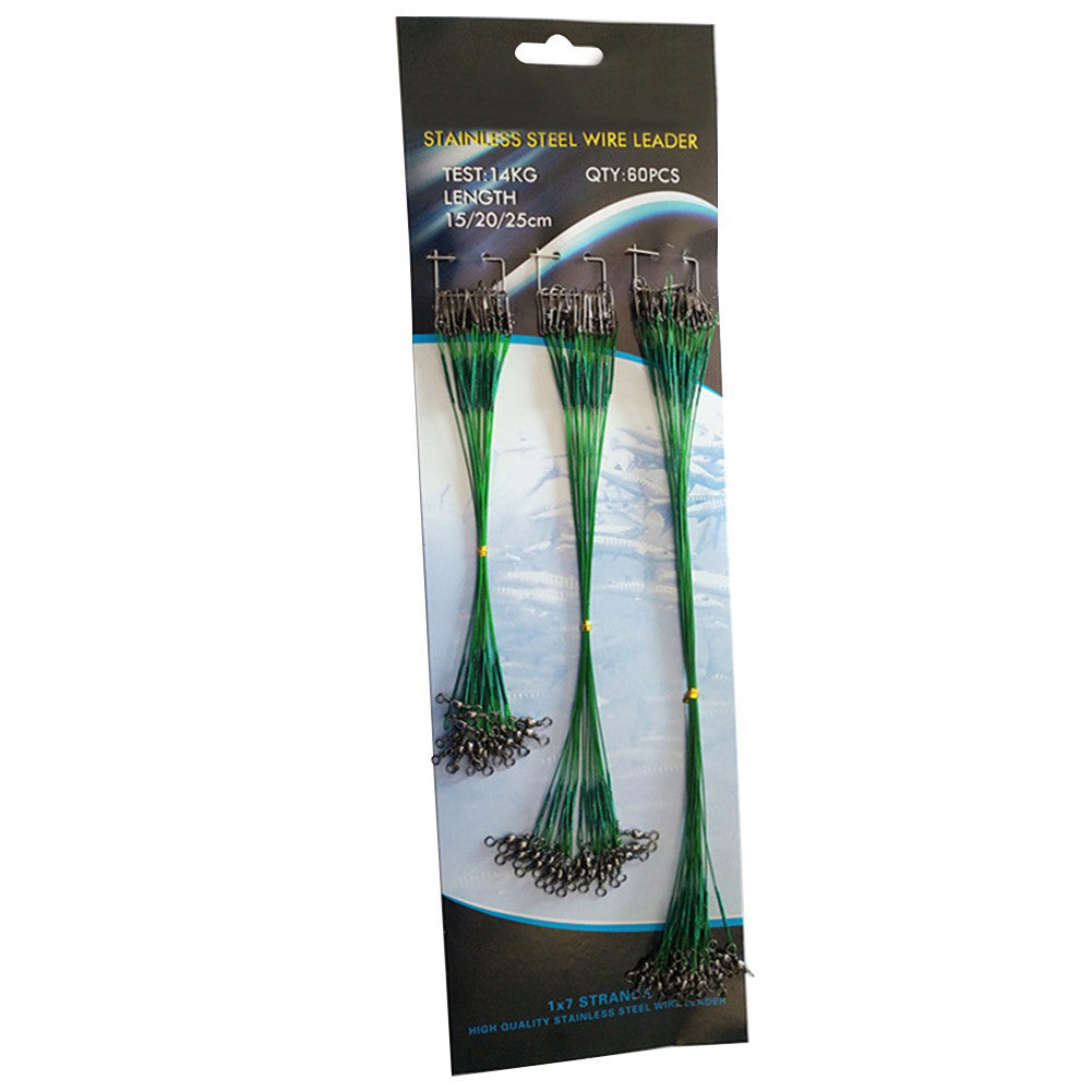 60Pcs Lure Fishhook Anti-bite Fishing Line Leash Cord Steel Wire Leader Tackle